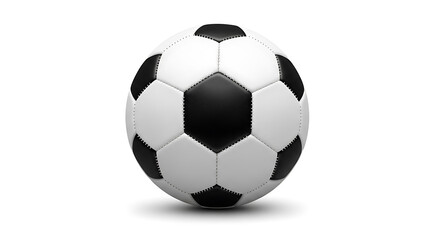 A soccer ball with a classic black and white pattern isolated on white background for sports and recreational activities