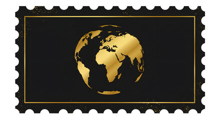 Obraz premium Golden Globe Postage Stamp A Luxurious Design for Global Travel and Exploration