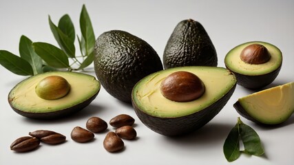 avocado on white background