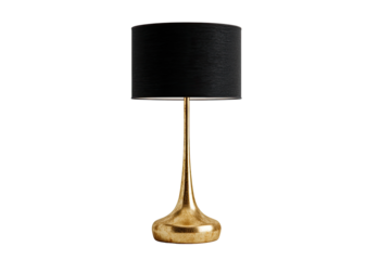 Gold-toned table lamp with a black shade