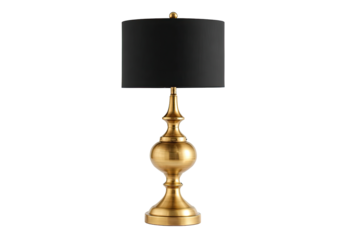Gold lamp with black shade.  Ornate,  classic design