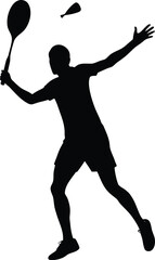 badminton silhouette vector art illustration