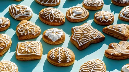 Festive Gingerbread Cookies with Detailed Icing Designs