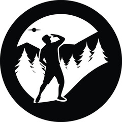 disc golf silhouette vector art illustration