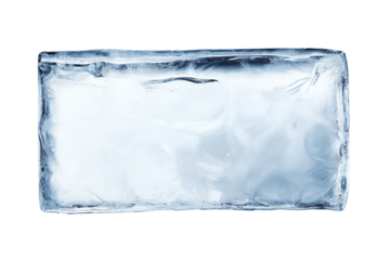 ice cube frame rectangular shape isolated on white or transparent png