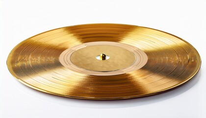 macro gold record isolated on white background