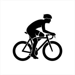 Obraz premium Silhouette of a cyclist in racing gear on a bicycle on white background cycling bike