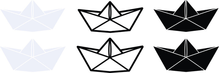 Illustration of paper boats in different styles and colors