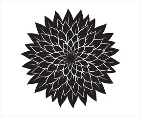 Abstract Floral Design with Geometric Petals in Black and White for Modern Decor and Creative Projects Graphic Element