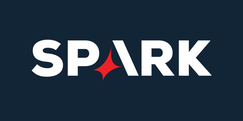 Obraz premium wordmark spark logotype design, typography text spark graphic vector template