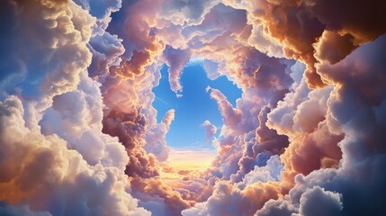 Dramatic Cloudscape with a Central Blue Sky Opening and Golden Light