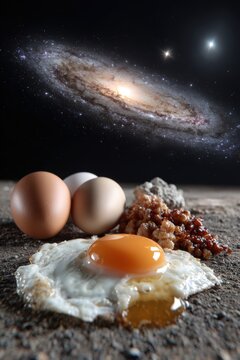 Naklejki Eggs and galaxy surreal composition