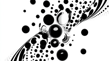 Abstract Black and White Sphere Composition with Dynamic Lines