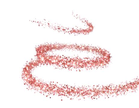 Realistic Pink Rose Gold Glitter Dust Swirl, Isolated on Transparent Background - Powered by Adobe