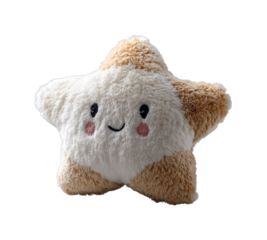 Cute star-shaped plush toy home soft goods cozy comfort concept isolated on transparent background, png