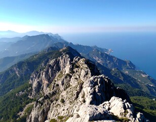 Mountain ridge overlooking a coastline