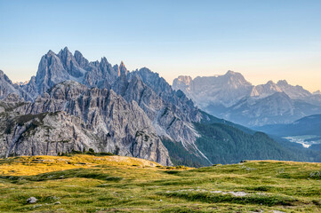 The mountain peaks of Ciadin del deserto in the Dolomites in Italy