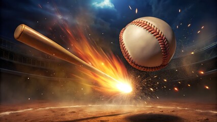 Isolated white leather baseball with red stitches on the field for play