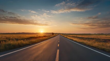 Naklejka premium road in sunset