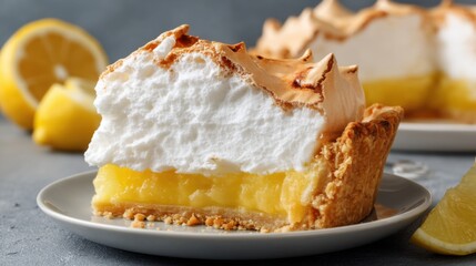 Slice of Lemon Meringue Pie: Classic American Dessert