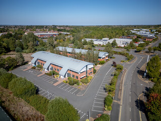 Large warehouse buildings and logistics hub in commercial area