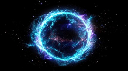 Glowing Nebula Ring with Purple Hues and Starry Background in Deep Space
