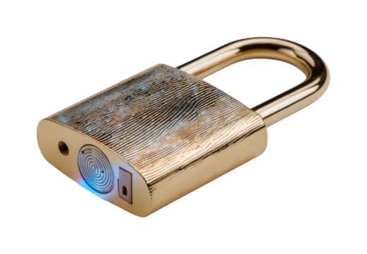Smart fingerprint lock home security digital technology, isolated on transparent background, png