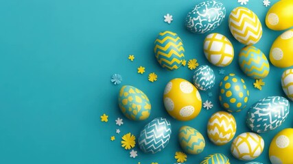 Colorful decorated easter eggs animation video in 4k festive holiday celebration spring background motion clip - Powered by Adobe