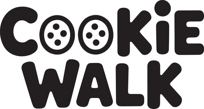 Cookie Walk Typography Logo Design Concept with Cookie Icons for Bakery Event Promotion