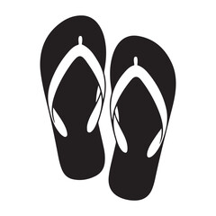 Summer Flip-Flops silhouette vector. Vector black silhouette. with white background