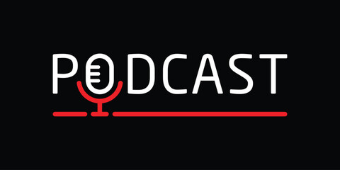 word podcast logo design, typography text podcast graphic vector template