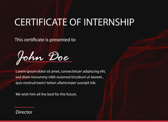 Modern Black and Red Internship Certificate Template for Professional Training and Achievement