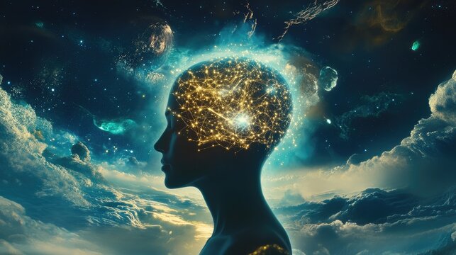 Cosmic Mind Profile of a Woman in Space