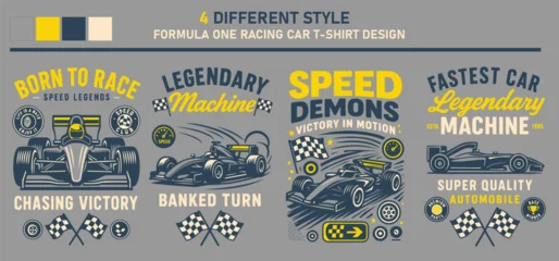 Selbstklebende Fototapeten F1 Formula One Racing Car Speed Sports T-Shirt Design  © SMFARHANTANVIR