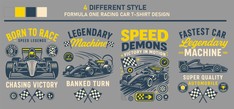 Formula One Racing Car Speed Sports T-Shirt Design