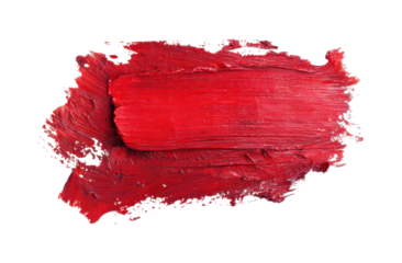 Dynamic red paint stroke abstract creative expression, isolated on transparent background, png