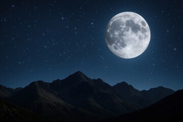 A Glimpse of the Moon Over a Starry Mountain Range