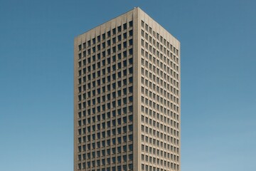 Fototapeta premium A Modern Skyscraper Reaching for the Blue Skies