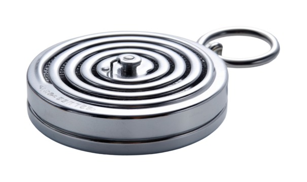 Spiral weights for precision measurement in science lab metal material view isolated on transparent background, png