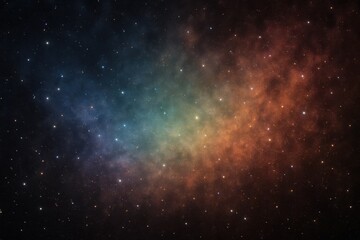 Naklejka premium A cosmic tapestry of stars in hues of blue, green, orange, and red, set against a dark backdrop, evoking the vastness and mystery of space
