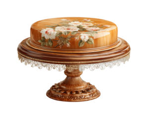 Elegant floral cake display bakery food warm atmosphere, isolated on transparent background, png