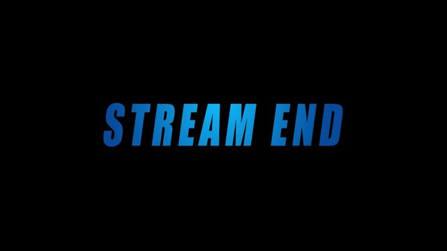 stream end with glitch & neon effects on transparent background in blue color - Ideal for streaming, outro, live, gaming, outro, broadcast.
