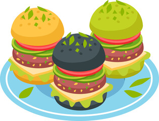 vector illustration of different types of burger