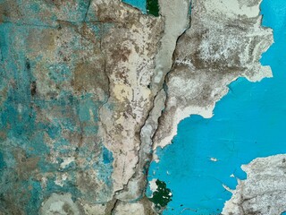 Authentic Retro Wall Texture with Dramatic Paint Peeling and Crack Details . High quality photo