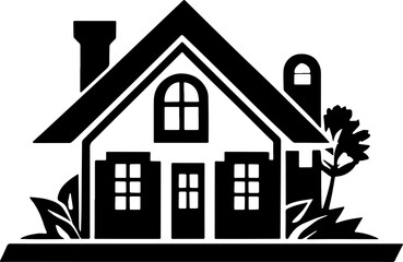 Minimalist Home or House Icon Real Estate or Property Management Concept
