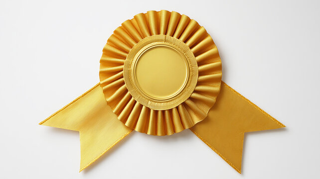 Gold rosette ribbon award with transparent background