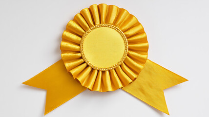 Gold rosette ribbon award with transparent background