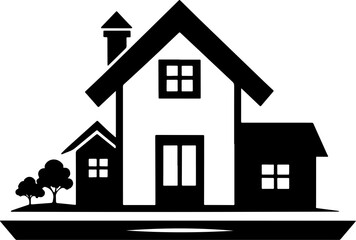 Minimalist Home or House Icon Real Estate or Property Management Concept
