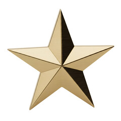 A shiny gold star isolated on a transparent background