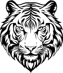 Minimalist Furious Tiger Head Icon for Wildlife Branding
